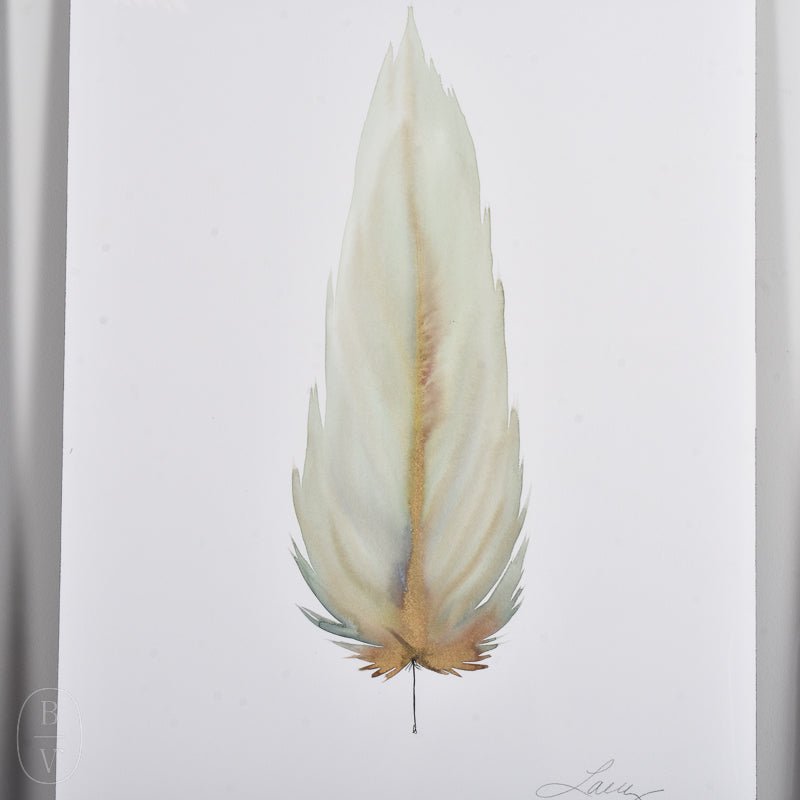 MEDIUM FLOATED FRAMED FEATHER PAINTING - SERIES 11 NO 3 - By Lacey