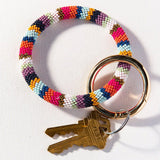 Ink and Alloy CHLOE SEED BEAD KEY RING Multi Stripe