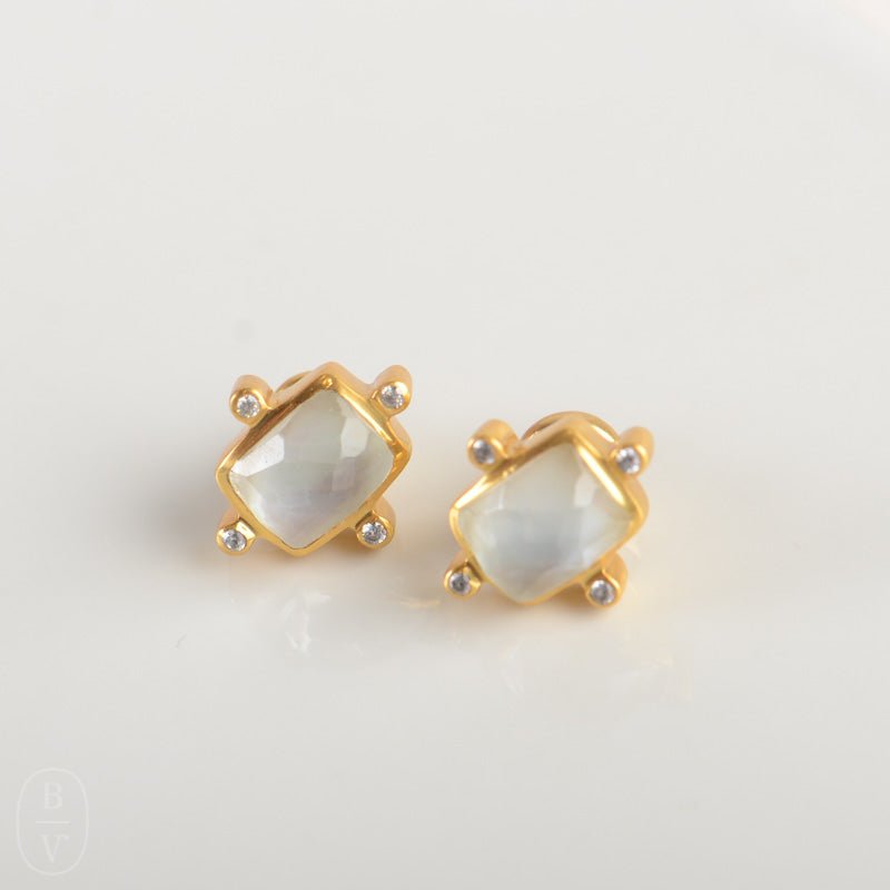 Julie Vos CLARA STUD EARRINGS Iridescent Clear Crystal