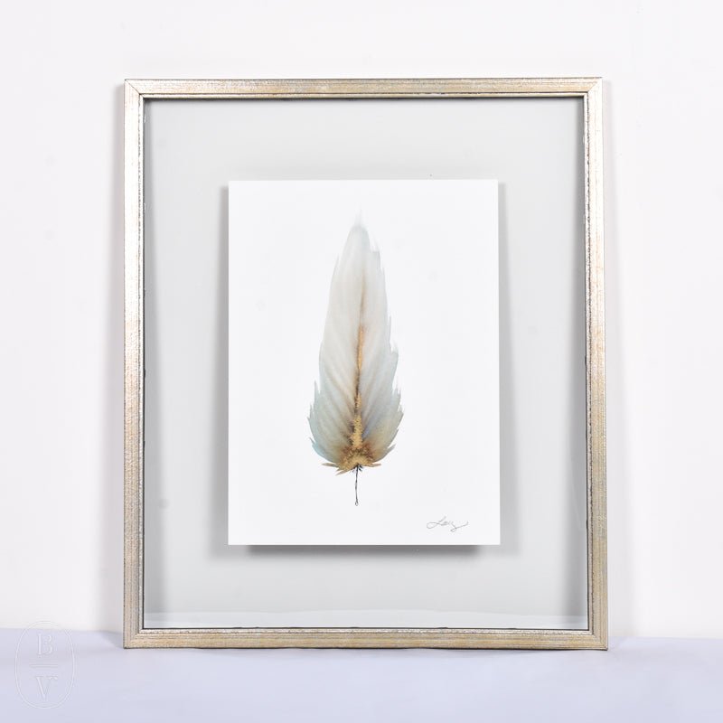 SMALL FRAMED FLOATED FEATHER PAINTING - SERIES 12 NO 2 - By Lacey