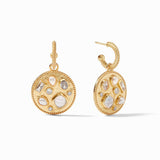 Julie Vos ANTONIA MOSAIC HOOP AND CHARM EARRINGS Gold Iridescent Clear Crystal