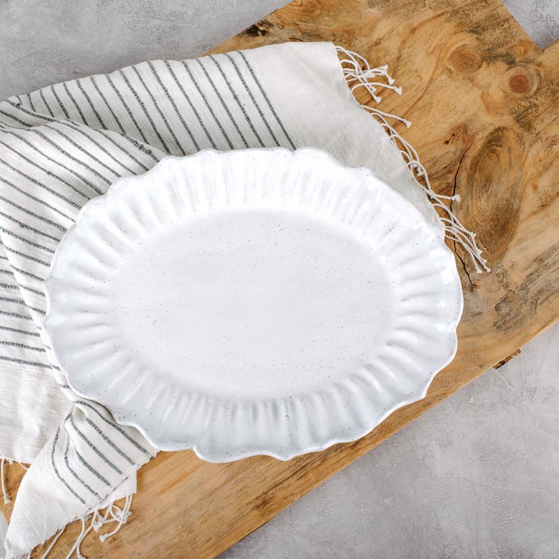 Etta B Pottery SCALLOPED OVAL PLATTER 15 Simply White