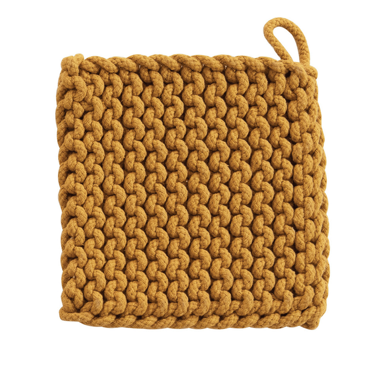 Creative Co-op SQUARE COTTON KNIT POT HOLDER Gold