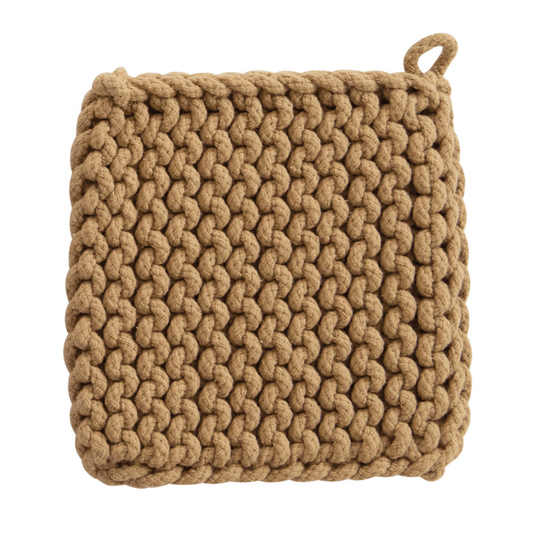 Creative Co-op SQUARE COTTON KNIT POT HOLDER Tan