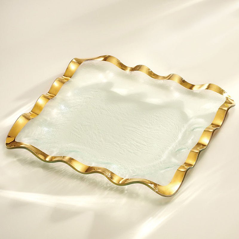 Annieglass RUFFLE SQUARE TRAY Gold 15