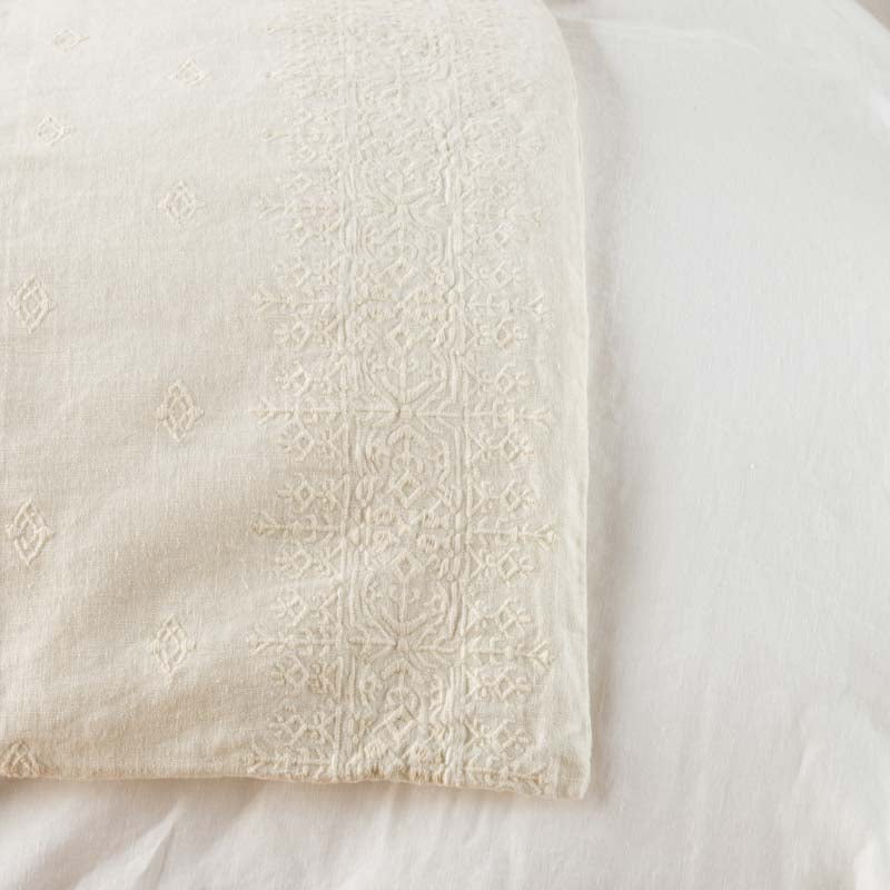 Bella Notte Linens INES THROW BLANKET Parchment Bed End_52x95