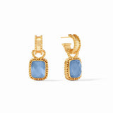 Julie Vos MARBELLA HOOP AND CHARM EARRINGS Gold Iridescent Chalcedony Blue