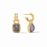 Julie Vos MARBELLA HOOP AND CHARM EARRINGS Gold Iridescent Charcoal Blue