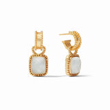 Julie Vos MARBELLA HOOP AND CHARM EARRINGS Gold Iridescent Clear Crystal
