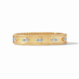 Julie Vos MONACO HINGE BANGLE BRACELET Gold Chalcedony Blue