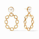 Julie Vos PALERMO STATEMENT EARRINGS Gold Pearl