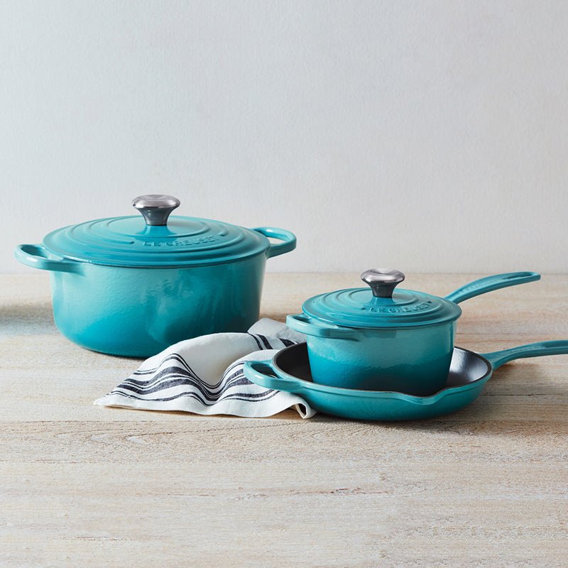 Le Creuset 5 PIECE SIGNATURE CAST IRON SET Caribbean