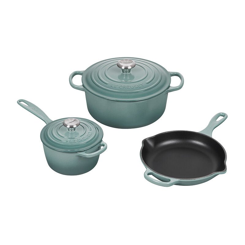 Le Creuset 5 PIECE SIGNATURE CAST IRON SET Sea Salt