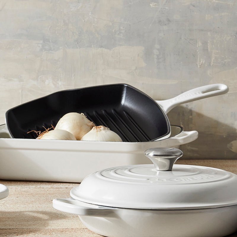 Le Creuset SIGNATURE SQUARE SKILLET GRILL White 10.25 inch
