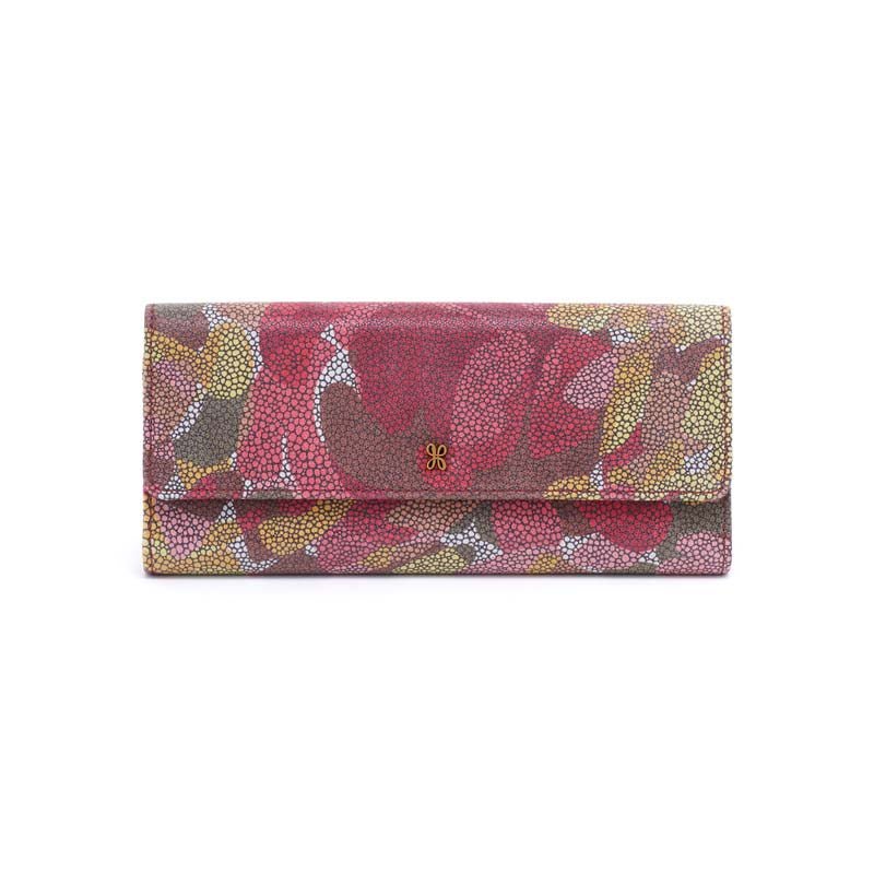 Hobo JILL LARGE TRIFOLD WALLET Abstract Foliage Printed Leather
