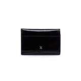 Hobo JILL TRIFOLD WALLET Black Polished Leather