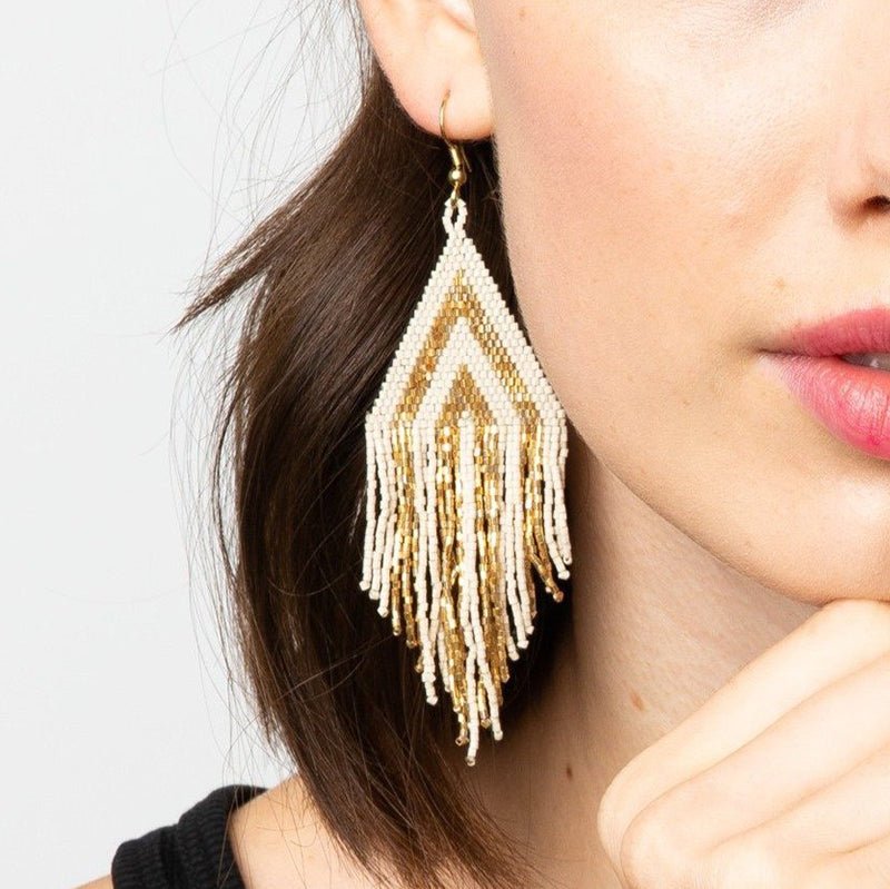 Ink and Alloy STRIPE LUXE FRINGE EARRINGS