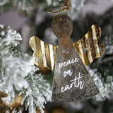 Mudpie LAYERED GOLD SILVER METAL ORNAMENT Peace On Earth