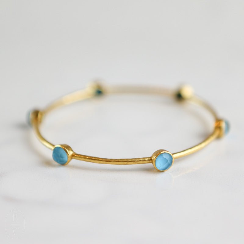 Julie Vos MILANO LUXE BANGLE BRACELET Iridescent Pacific Blue
