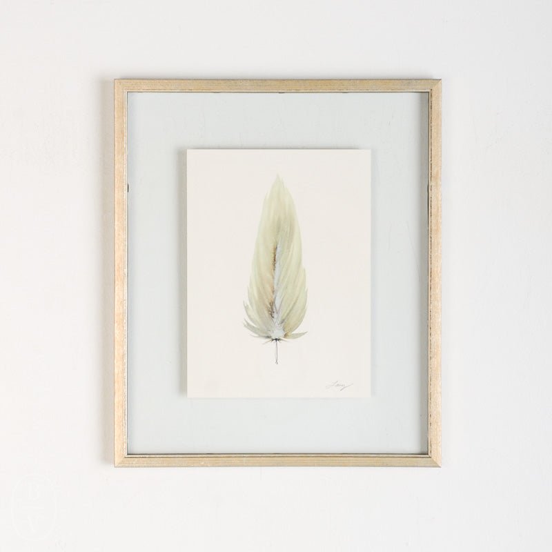 SMALL FRAMED FLOATED FEATHER PAINTING - SERIES 11 NO 2 - By Lacey