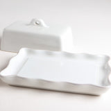 Casafina RUFFLED RECTANGLE BUTTER DISH WITH LID White
