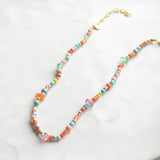 Ink and Alloy GLASS BEAD NECKLACE WITH EXTENSION 16" Lilac Teal Mix