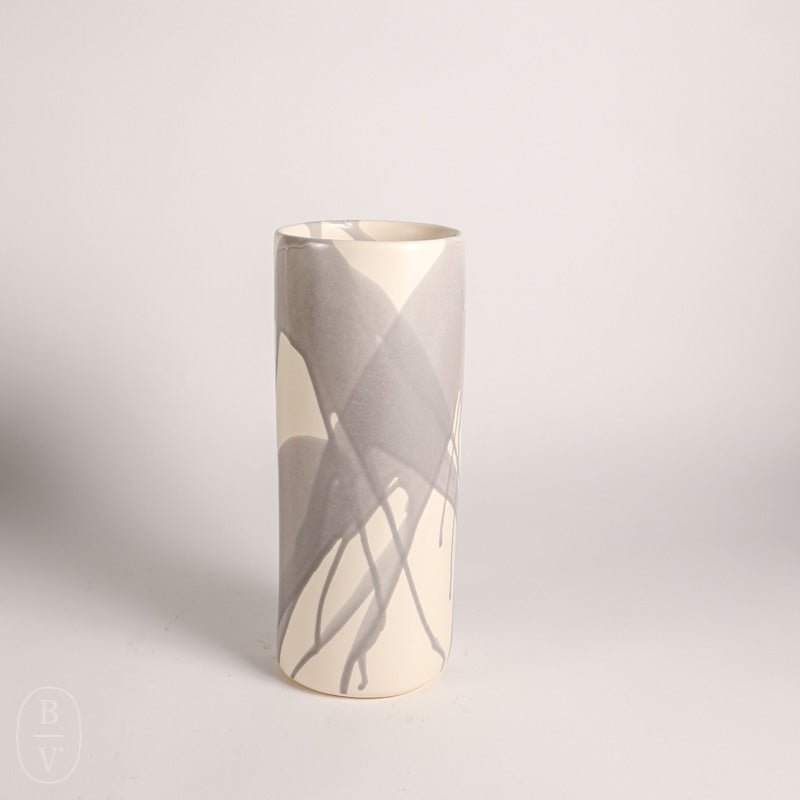 Alex Marshall Studios CYLINDER VASE Grey Abstract Stripe Small