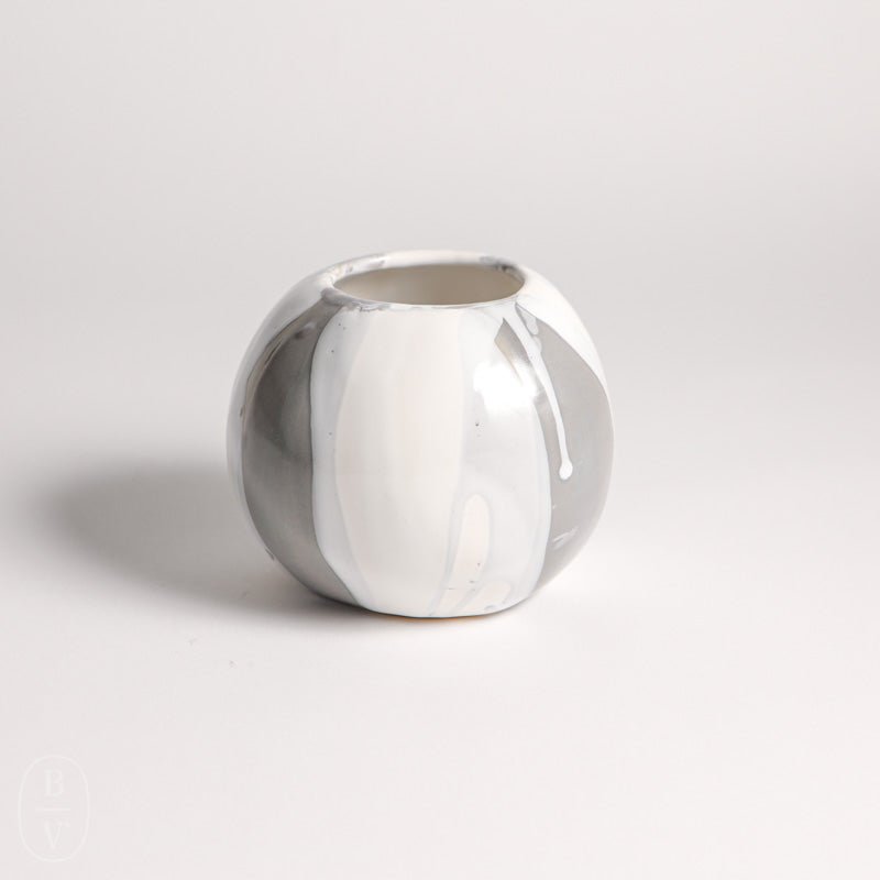 Alex Marshall Studios SPHERE VASE Grey_White Stripe Small