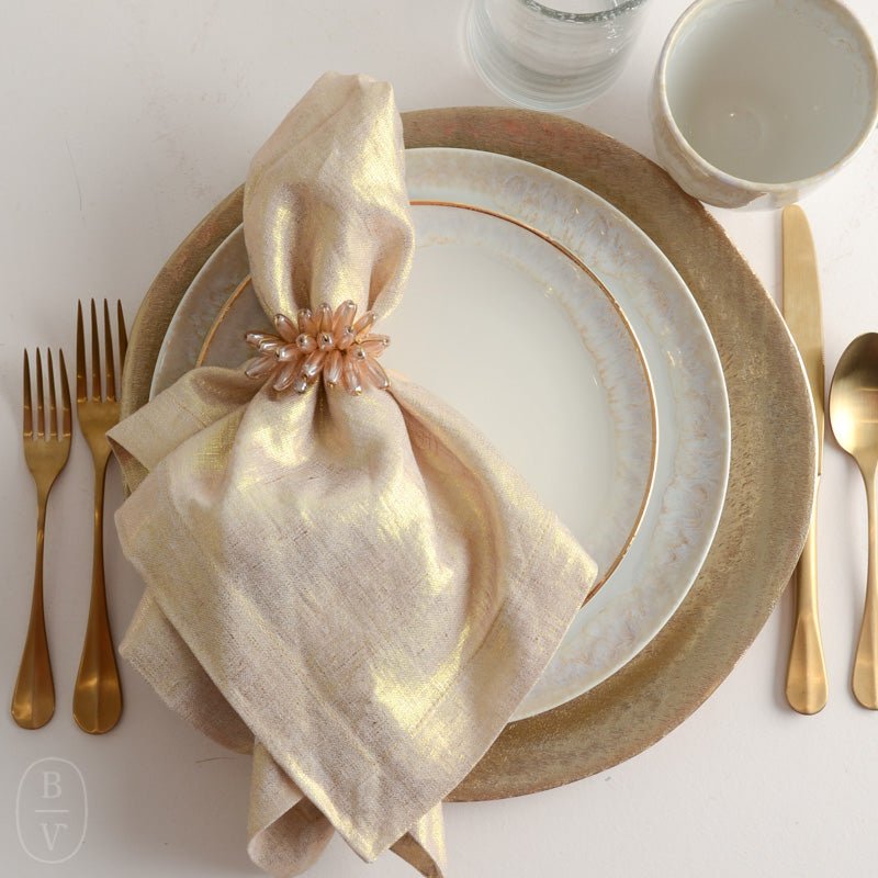 Kim Seybert METALLIC LINEN NAPKIN Natural_Gold