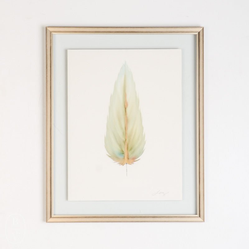 MEDIUM FLOATED FRAMED FEATHER PAINTING - SERIES 10 NO 5 - By Lacey