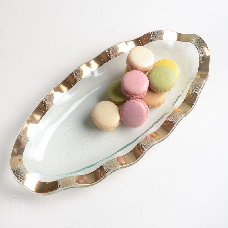 Annieglass RUFFLE MINI OVAL TRAY Gold 13 x 6