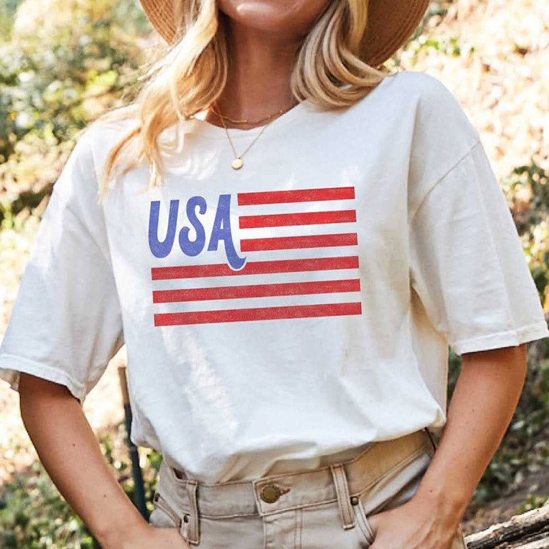 USA FLAG MINERAL WASHED GRAPHIC TOP - Oat Collective