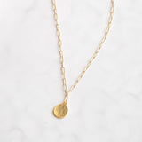 GOLD PAPERCLIP CHAIN SMALL BLANK COIN NECKLACE - Virtue