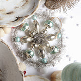 Creative Co-op MERCURY GLASS ROUND TINSEL ORNAMENT Aqua