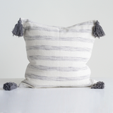 Creative Co-op COTTON SQUARE WOVEN STRIPED PILLOW White_Grey 18"