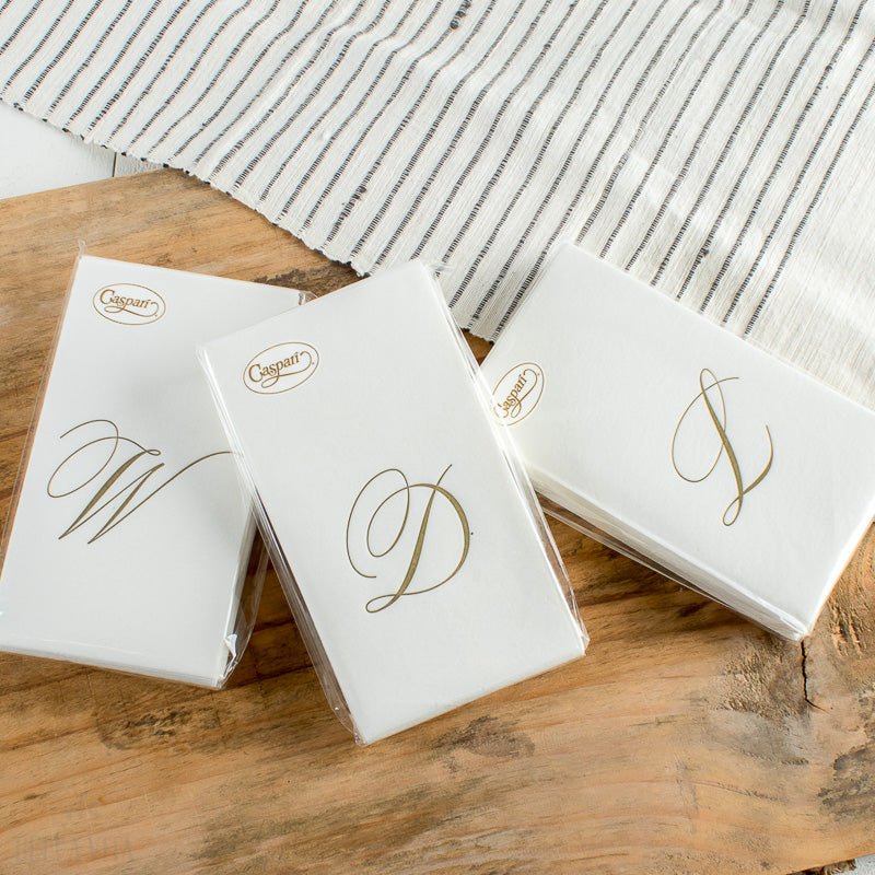 Caspari WHITE PEARL PAPER LINEN GUEST TOWEL