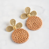 GOLD LOTUS POST WICKER DISC EARRINGS - Virtue