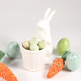 K and K Interiors BUNNY WITH BASKET PLANTER White