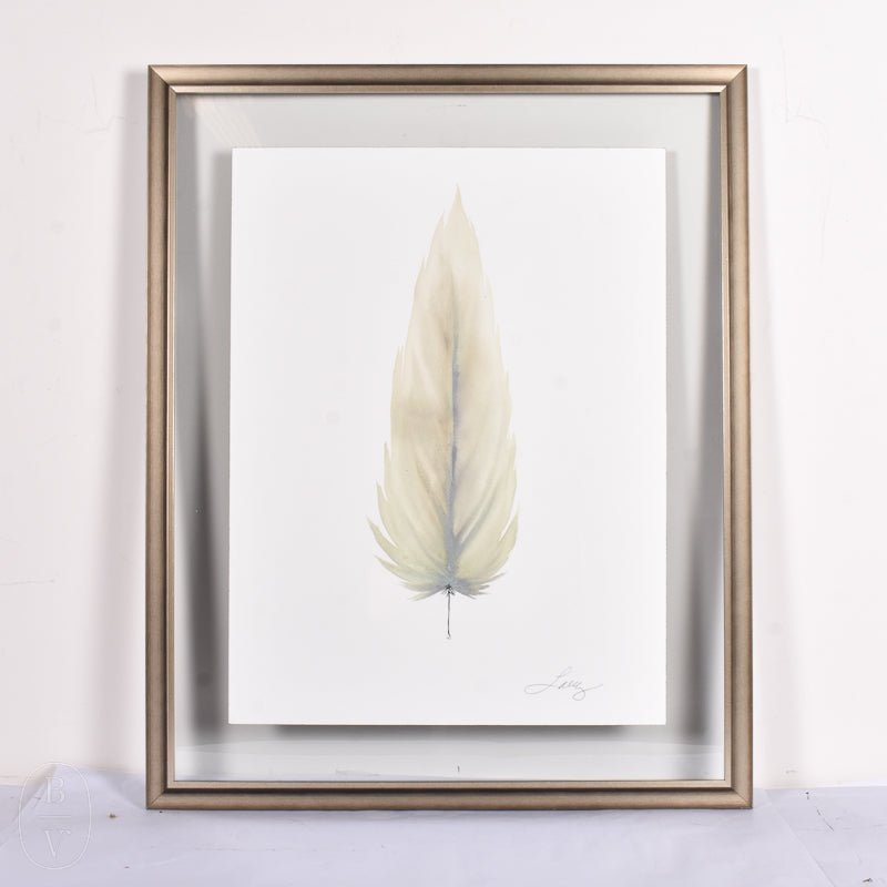 MEDIUM FLOATED FRAMED FEATHER PAINTING - SERIES 11 NO 5 - By Lacey