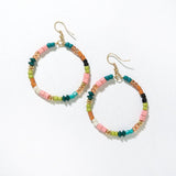 Ink and Alloy GLASS BEAD HOOP DANGLE EARRINGS Teal Blush Mix