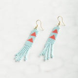 Ink and Alloy PETITE FRINGE SEED BEAD EARRINGS Light Blue_Tomato Red