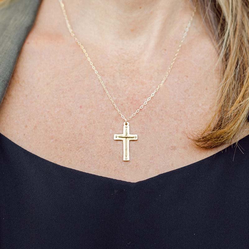 Silver Plated Gold Dipped Micro Pave Cubic Zirconia Cross Pendant Necklace  - Gold : Target