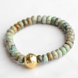 Virtue BEADED BRACELET WITH GOLD BALL African Turquoise