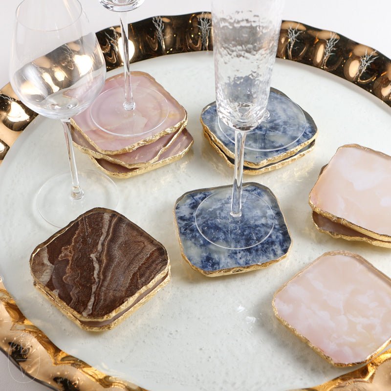 Zodax AGATE MARBLED GLASS COASTER