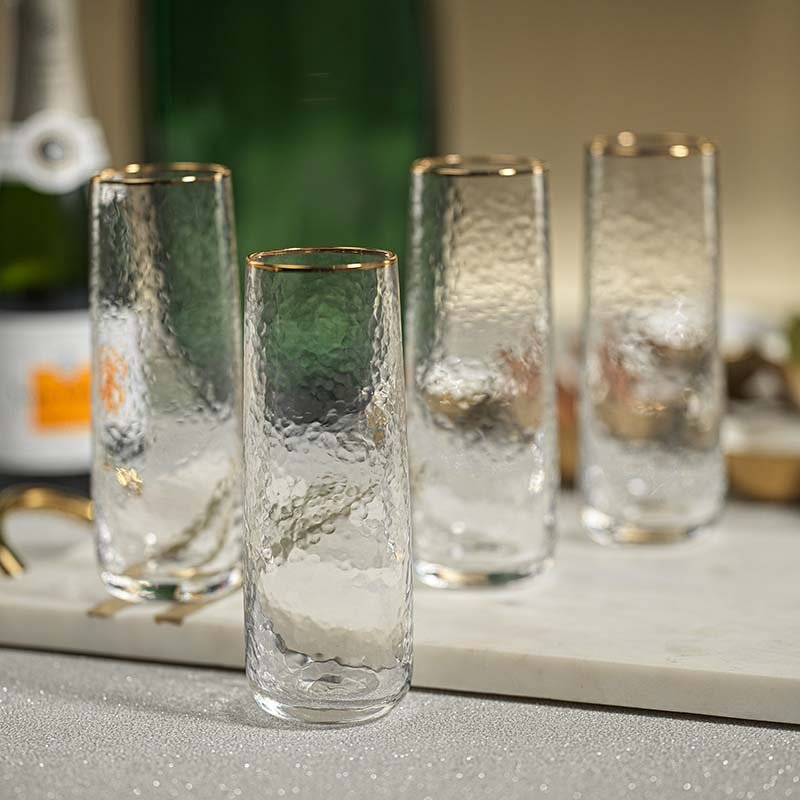 Zodax NEGRONI HAMMERED STEMLESS FLUTE GLASS