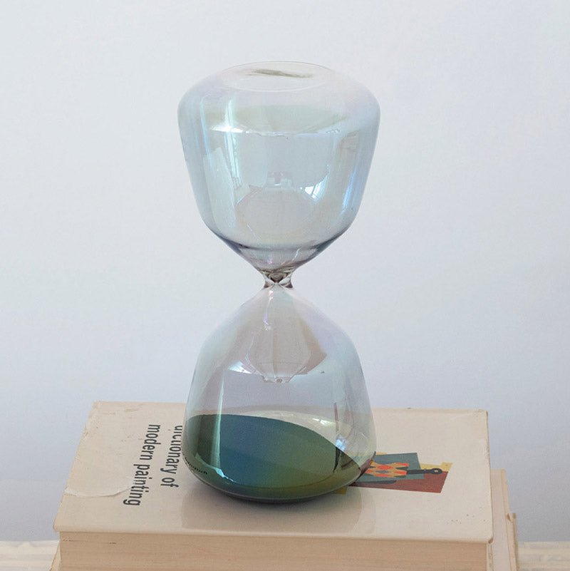 IRIDESCENT HOURGLASS WITH BLACK SAND - Creative Co-op