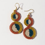 Ink and Alloy DOUBLE DISC EARRINGS Rust_Citron_Peacock