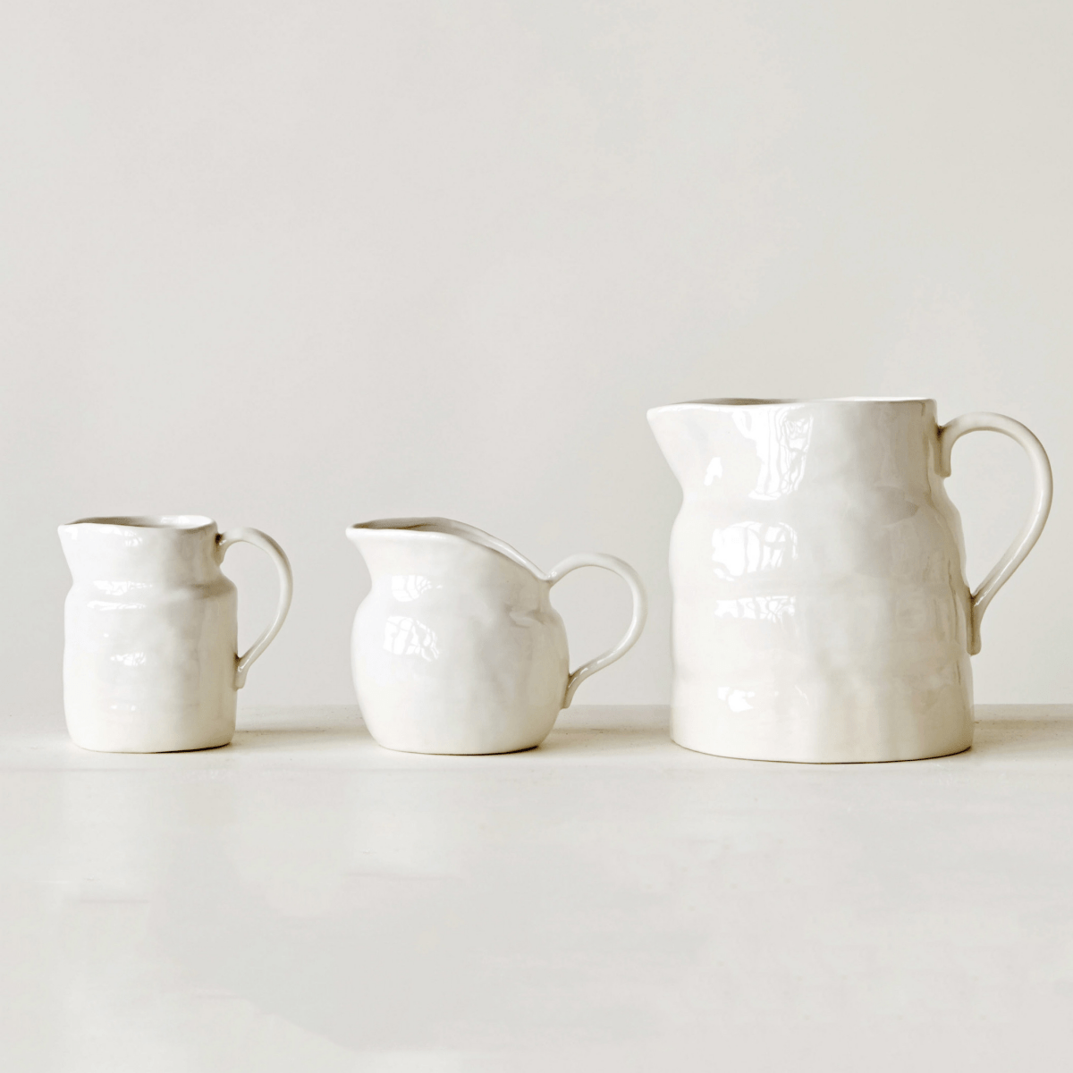 Creative Co-op STONEWARE PITCHER White 10 Oz