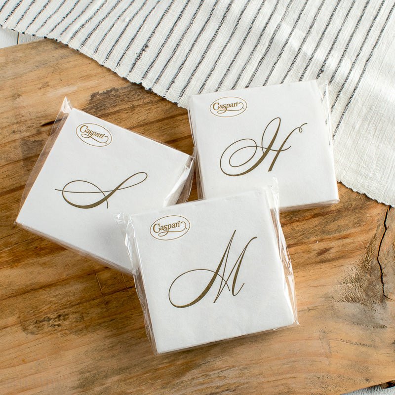 Caspari WHITE PEARL PAPER LINEN COCKTAIL NAPKIN