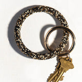 Ink and Alloy CHLOE SEED BEAD KEY RING Black Confetti